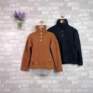 Two J Crew Vintage Fleece Big Snap Sweaters